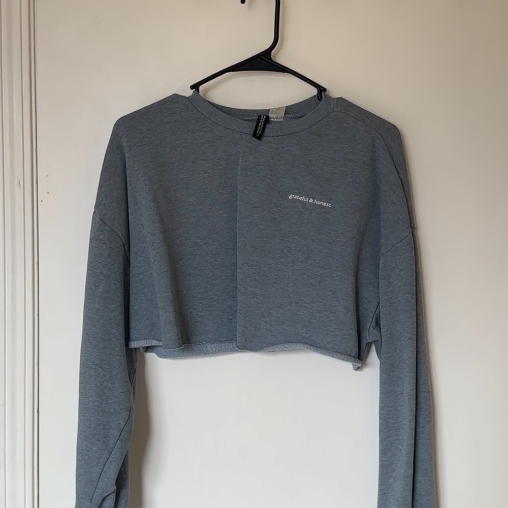 H&M Gray Cropped Longsleeve Sweatshirt